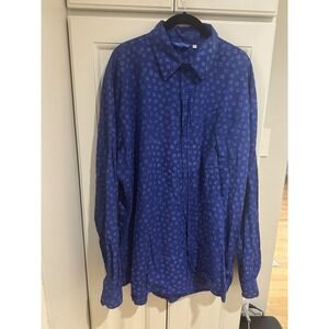 Mens Three Islands Blue Button Down Shirt XXL Long Sleeve Big And Tall Geometric